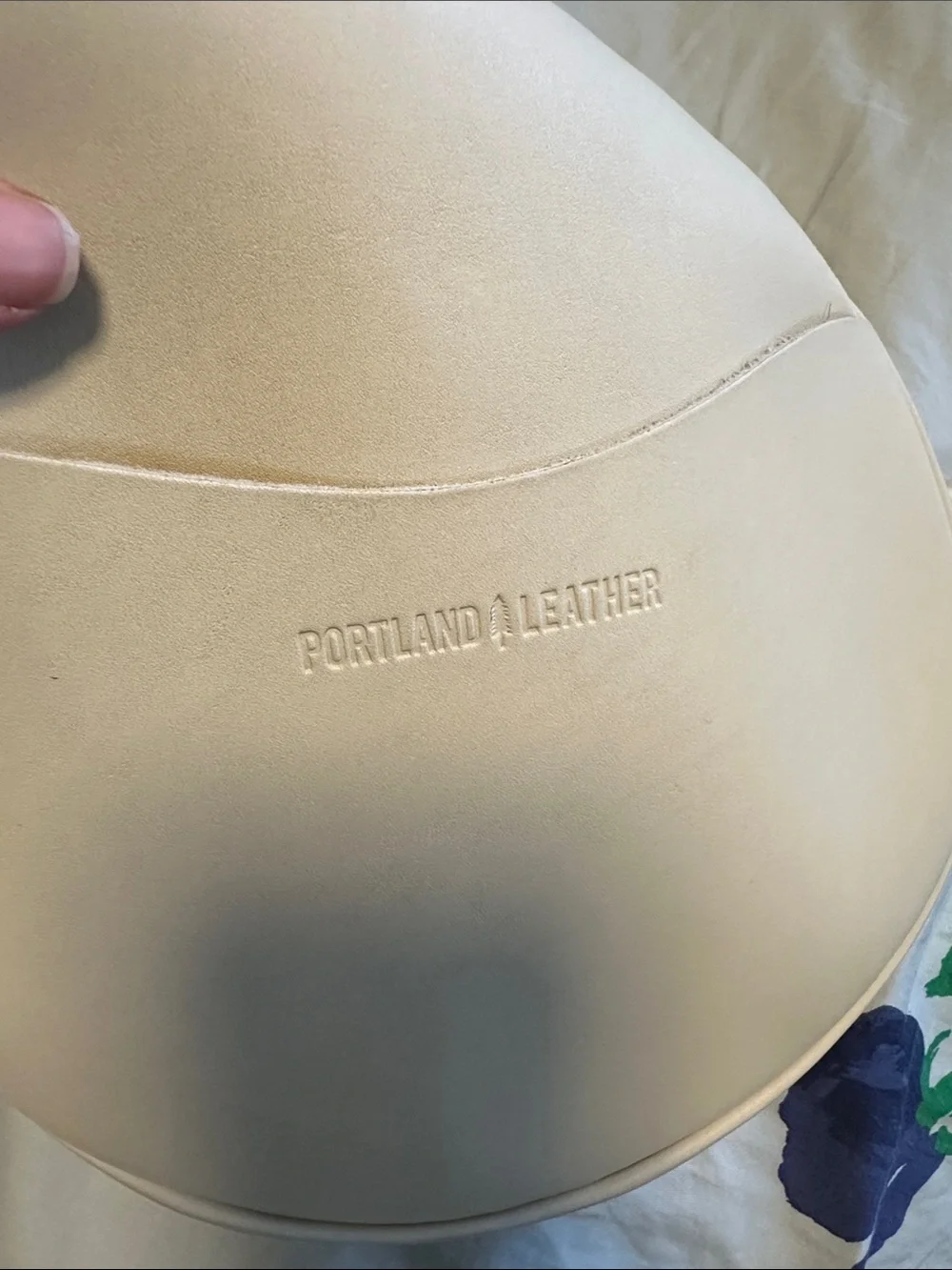 Portland Leather Beige Round Crossbody Bag